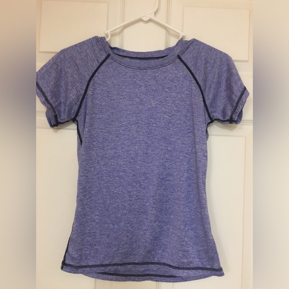 Heather Purple Active Tee with Contrast Stitching Women’s Short Sleeve Mesh S
